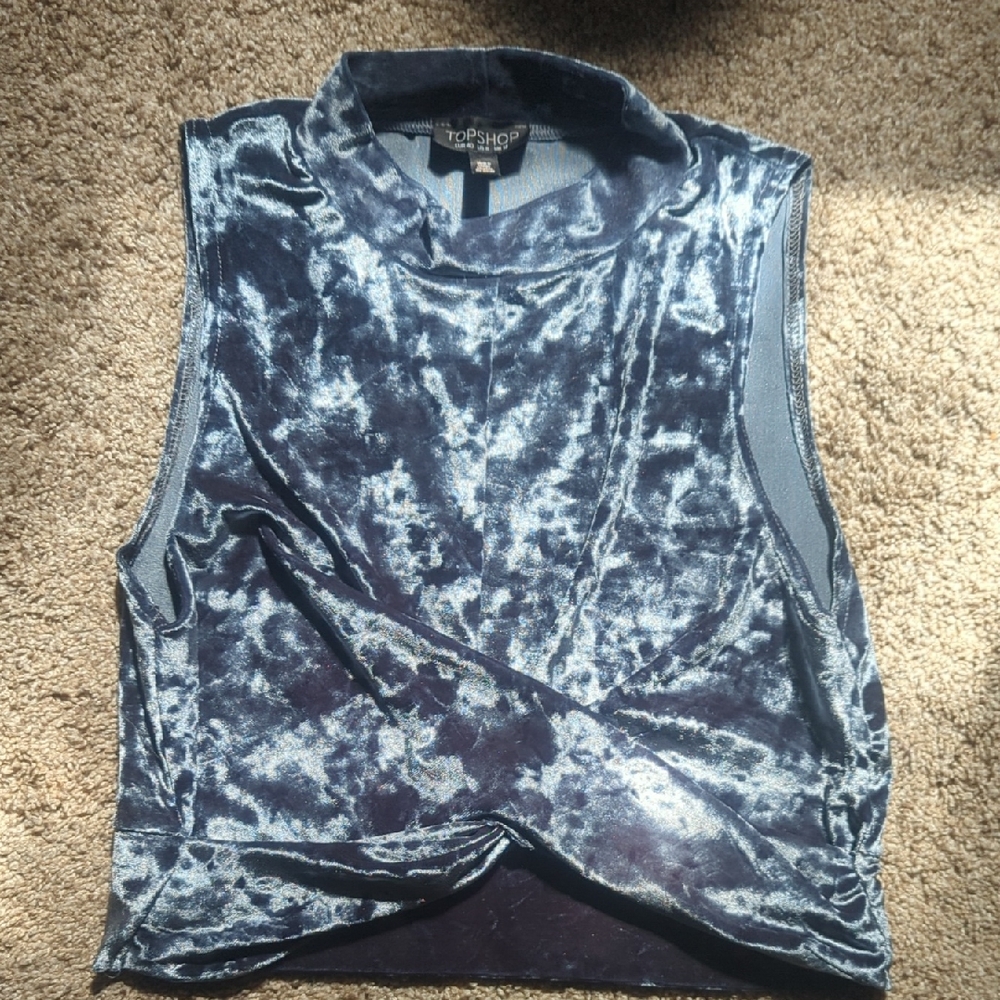 Topshop  Blue Velvet Crop Top